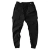 Calças masculinas elegantes jogger calças lazer homens carga simples multi bolsos cintura elástica verão leve