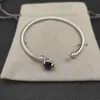 Fashion jewelry bracelet Luxury 3mm Cable Classic S925 Sterling Silver Black Onyx and Paved Diamond Bracelet for Mens Jewelry Gift