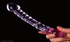 Ny dubbel Ended Crystal Purple Pyrex Glass Dildo Artificial Penis Granule and Spiral G Spot Simulator Adult Sex Toys For Woman4872524