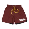 Nowy Rhude Men's Shorts Designer oddychający szorty plażowe mężczyźni kobiety swobodne siatki oddychanie ponadwymiarowe rhude szorty talii sznurki amerykańskie rozmiar s-xl