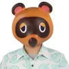 Animal Crossing Tom Nook Máscara Cosplay Bonito Leopardo Gato Máscaras de Látex Capacete Halloween Carnaval Masquerade Party Costume Adereços T20050289z