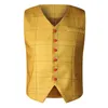 Men's Suit Vest Yellow Wedding Wool Tweed Business Waistcoat Jacket Casual Slim Fit Gilet Homme Vests For Groosmen Man Wedding 240125