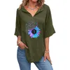 Women's Blouses Womens V Neck Shirts Short Sleeve Printing Sunflower Cotton Tee Blouse Summer Loose Fit Casual Tunic Tops