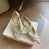 Baily 85mm Mary Jane Bridal Shoes Pointed Toes Gem-embellished Studded Anklet Stiletto Heels Pumpar Rhinestone Pärled Pearl Hooled Women Luxury Designers Dress Sho