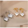 Stud Heart Earrings for Women Girl Steel Gold Plated Love Ear Drop Earring Par 2023 Ny i trendsmycken R231117 Drop Delivery Otyle