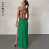 Casual jurken BoozRey sexy uitgesneden rugloze maxi-jurk voor dames outfits holle zomer elegante mouwloze bodycon-party met één schouder