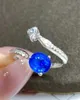 Bagues de cluster LR Blue Sapphire Ring 1.18ct Real Pure 18 K Naturel Unheat Royal Gemstone Diamants Pierre Femme