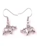 Aprikos Fu Vintage Silver Animal Rhino Charm Pendants dingle örhängen för Womengirl Fashion Jewelry Gift6203864