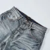 Lila Jeans Herren Designer Jeans Distressed Ripped Biker Slim Fit Motorrad Biker Hosen Mode Streetwear Slim Jeans