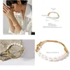 bangle yup luxury Natural Freshwater Pearlsステンレス鋼18kゴールドカラーブレスレット気質ファッションジュエリー女性ギフト240130 DHCFA