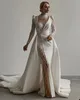 Perles sirène magnifique robe de mariée paillettes col haut robes de mariée avec jupes sur mesure robes de mariée robe De Novia es