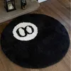 Carpet 3D Billiards 8 Ball Rug Round Tufting Soft Chair Pad Anti-slip Bathroom Floor Mat Kids Bedroom Decor Retro Black No. 8 Carpet T240422