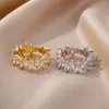 Cluster Ringe Rechteck Zirkon Für Frauen Luxus Band Edelstahl Ring 2024 Trend Engagement Hochzeit Ästhetischen Schmuck Anillos Mujer