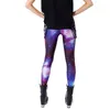 Legginsy dla kobiet 2024 Europejskie i amerykańskie spodnie Purple Starry Sky Digital Slim Personality Stretch Joga