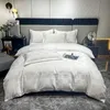 Drap de lit en soie Jacquard, marque à la mode, housse de couette Double, dessus de literie, vente en gros, quatre pièces