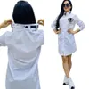 White Shirt Dresses Women Casual Oversized Style Lapel Neck Long Sleeve Mini Dress Free Ship