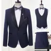 Costumes pour hommes élégants points hommes 2024 mode formelle châle revers simple bouton mince mâle costume fête bal mariage marié smoking 3 pièces