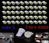 50Pcs White T10 Wedge 8SMD 1206 LED Light bulbs W5W 2825 158 192 168 194 Gauge Instrument Cluster Dashboard Plate Bubs Lamps 12V9693157