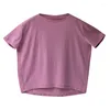 T-shirts pour femmes MICOCO T9257C Style artistique simple couleur unie col une ligne lâche silhouette assortie sentiment t-shirt à manches courtes