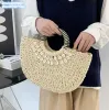 Fabryczne hurtowe damskie torby na ramię 2 kolory Summer Seaside Holiday Woven Beach Bag Street Trend Pusta szydełka Tokowa torebka Duże torebki skorupowe 19133