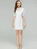 Party Dresses MoaaYina Fashion Runway Dress Summer Women White Flounces Collar Net Yarn Sequins Appliques Beading Lantern Sleeve