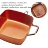 Pannor keramiska non-stick Pan Copper Square induktion Kock Glas lock Fry Basket Steam Rack 4 Piece Set 9,5 tum som används i