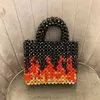 TOTEES 2024 Volcano Paern Beaded Baged Party Designer andBags for Women Exclusive andMade Andle PursesBeac Acrylic Toteh24219