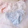 Women's Panties Women Milk Silk Smooth Soft Flower Embroidery Luxury Advanced Ruffles Underwear Princess Style Cute Lovely Sweety Breifs