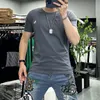 Men's T-shirt Mercerized Cotton Short Sleeved Slim Male Tees Breathable Year Of The Loong Simple Clothing Man Red Tops