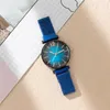 Zegarek luksus 2024 Panie prosty cyfrowy kwarc zegarek moda niebieska magnetyczna sukienka ze stali nierdzewnej kobiety zegarki zegarowe