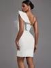 Robes décontractées Robe de bandage blanche Femmes Party Bodycon Élégant Volant Sexy Spaghetti Strap Anniversaire Soirée Club Tenues Année 2024