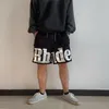 2024SS Rhude heren shorts ademende strand shorts basketbal straat vrouwen casual mesh track oversized shorts taille drawing rhude shorts us us size s-xl