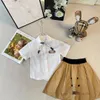 2024 Summer boys girls clothes sets kids letter Bow short sleeve shirts printed shorts skirts 2pcs designer children cotton casual outfits S1075
