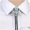 Strikjes Vintage Bolo voor dames heren Turquoise Bolatie Stropdas Western Cowboy Ketting Stropdas Muziek Concert Tours Dassen Drop Delivery Dh5Ws