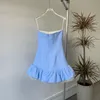 Vestidos casuais de alta qualidade material de toalha arco cinta magro midi vestido 2024 outono senhora babados hem malha fofo festa azul