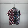 summer Mens designer Shirts silk Shirt Luxury Clothing Short Sleeve letter flowerrs print geometry letter patchwork dress shirts lapel collar XXXL M-3XL