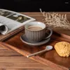 Кофейники, набор керамических чашек с ложкой, личная кружка, послеобеденный чай, вертикальные полосы, мягкая роскошь в стиле ретро
