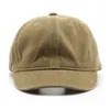 Ball Caps Fashion Short Brim Baseball Cap For Men Soft Top Washed Cotton Summer Women Plain Color Sun Hats