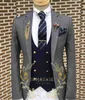 Men's Suits Blazers Formal 3 Piece Mens Suit Jacket Pants Vest Gold Buttons Slim Fit Formal Wedding Tuxedo Groom Business Blazer Sets