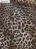 Casual Dresses Zevity 2024 Women Sexy Stand Collar Leopard Print Pleated Design Mesh Long Dress Female Chic Back Bick Zipper Party Vestidos