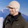 Boll Caps Herrfleece Ear Baseball Hat Pullover Outdoor Cold Proof och Warm Stacke Woolen Wide Winter Hats For Men with