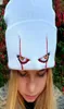 Broderad ullmösshatt Hat Scary Clown Eyes Sticked Hat varm säkring Hiphop Halloween i stock3702461