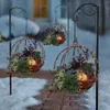 Decorações de natal pendurado decoração luminosa cesta de flores artificiais com corda de luz diy ornamento ao ar livre decor263c
