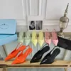 Dress Shoes FISH BEGONIA Brand Copy P Home Triangle Women's Sandals Leather Thin With Fashion Pointy Summer Orange Slippers