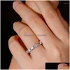 Anneaux de mariage Mode Promesse contractée pour femmes Luxe Incrustation Ronde / REC Cubique Zircone Eternité Bijoux En Gros Drop Livraison Rin Dhqwh