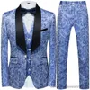 Men's Suits Blazers 2023 Fashion New Mens Casual Boutique Business Wedding Host Flower Color Suits 3 Pcs Set Dress Blazers Jacket Pants Vest Coat