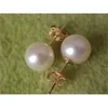 AAA 89mm Natural South Sea White Pearl Earrings 14k20 Gold Marked 240127