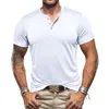 2024 Zomer Heren T-shirt met korte mouwen Henley Shirt Bamboe Joint Katoen