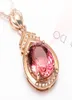 Ciondolo tormalina rossa Collana in oro rosa 18 carati Collana con pietre preziose colorate femminili Anello in argento sterling massiccio4548871