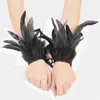 Boll Caps Chiffon Feather Armband Cuff Shawl Holiday Party Scarf Gloves Hat Women Set Girls For